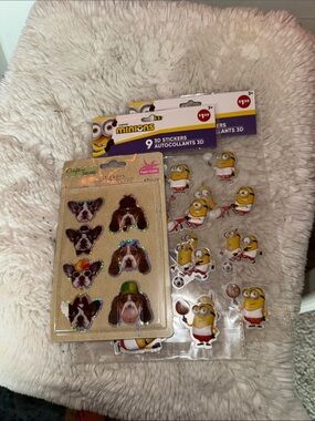 Minions 3D Sticker Packs with Dog Character 9-Count